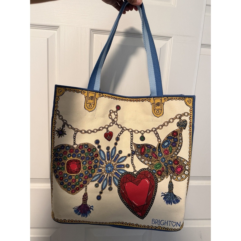 Brighton Gems Glittering Love Canvas Tote Bag Jewel Heart Butterfly Charms